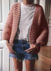 Brera Cardigan Beginner Knitting Kit in Dusty Pink